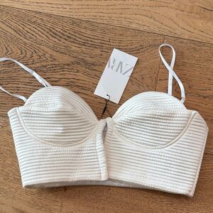 Zara White Textured Bralette